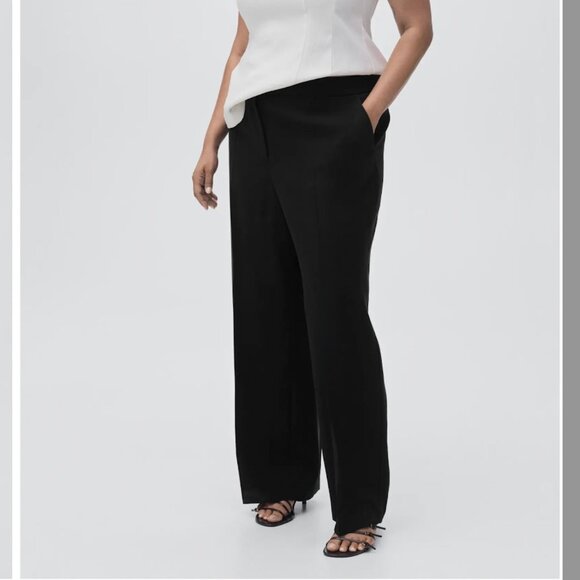 NWT Mango Black Viscose Wide Leg Chic Trousers - Picture 1 of 5